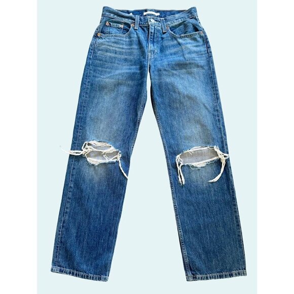 LEVI'S Low Pro Straight Distressed Slouchy Relaxed Mid Rise Jeans Size 28 - Picture 2 of 8